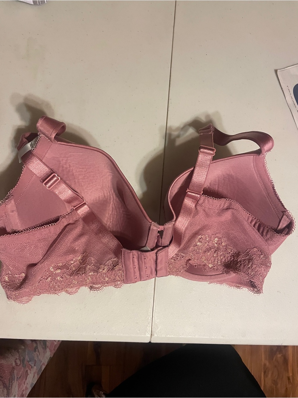 Ambrielle Everyday Lace-Trim Padded Bra in mauve full figure size 42C - Picture 3 of 5